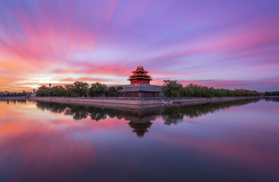 北京故宫清晨美丽的朝霞