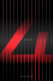 黑色背景红色条纹光影质感数字4创意海报