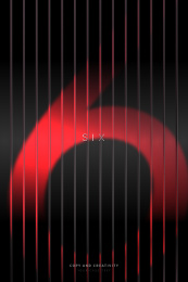 黑色背景红色条纹光影质感数字6创意海报