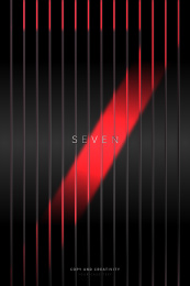 黑色背景红色条纹光影质感数字7创意海报