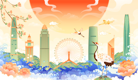 天津地标建筑矢量插画