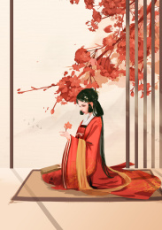 古代女子对花伤怀