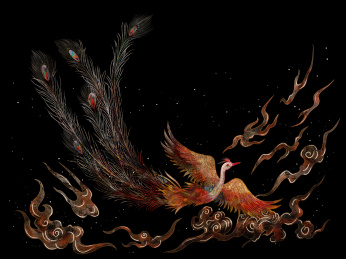 国风凤凰涅槃重生飞舞插画海报