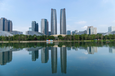 中国四川成都高新区金融城建筑风光