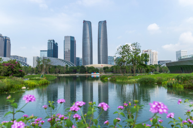 中国四川成都高新区金融城建筑风光