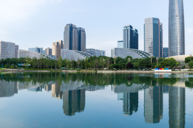 中国四川成都高新区金融城建筑风光