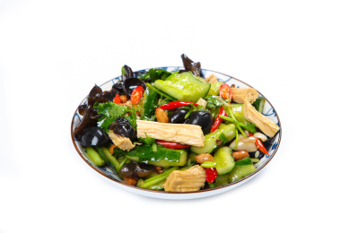 家常凉拌菜木耳腐竹拌黄瓜