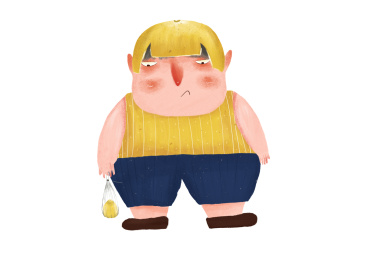 头戴柚子帽的胖男孩