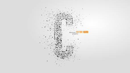 灰色背景上粒子点组合的抽象矢量大写字母C