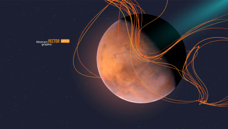 矢量技术火星是太阳系的行星天文商务背景