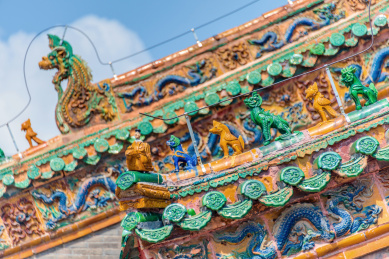 中国辽宁沈阳故宫屋顶走兽