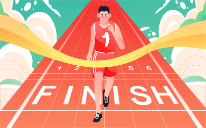 赛跑冲刺终点奥运会运动员体育比赛海报插画