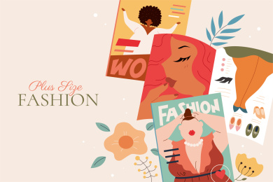 现代魅力女性自信展现 时尚杂志平面插图