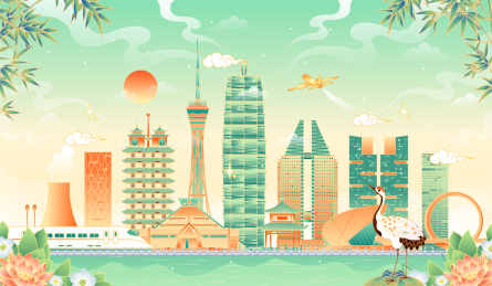 河南郑州地标建筑矢量插画