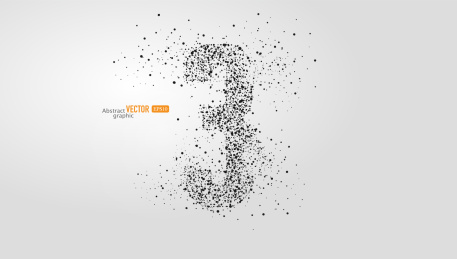 灰色背景上粒子点组合的抽象矢量数字3
