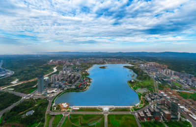 四川省成都市天府新区兴隆湖航拍图