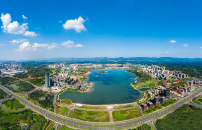 四川省成都市天府新区兴隆湖航拍图