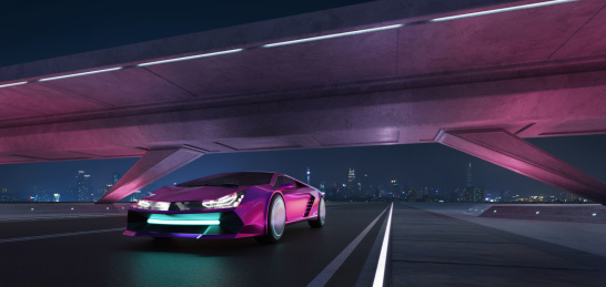 无品牌虚拟的电动概念车3d渲染图