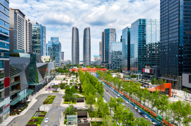 四川成都金融城及交子大道周边建筑航拍图