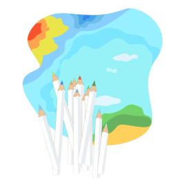 彩色画笔化成的一副抽象风景画