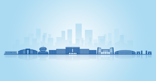 电子科技大学地标建筑剪影展板海报背景素材