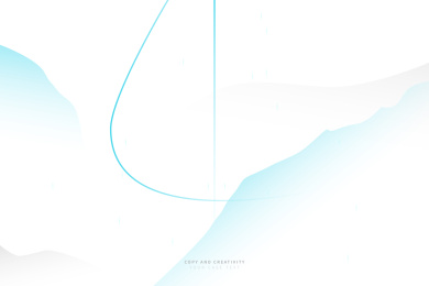 浅蓝色新中式古典山水数字4创意设计海报