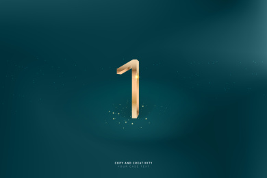 墨绿色背景轻奢金色立体数字1创意设计海报