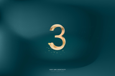 墨绿色背景轻奢金色立体数字3创意设计海报