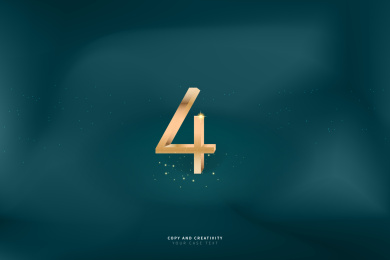 墨绿色背景轻奢金色立体数字4创意设计海报