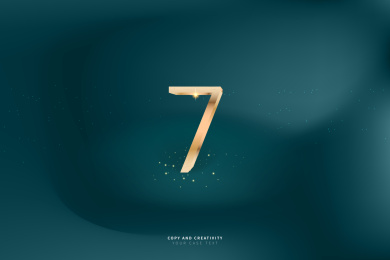 墨绿色背景轻奢金色立体数字7创意设计海报