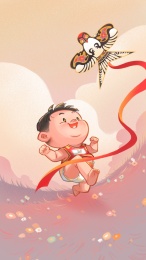 穿着尿不湿的男宝宝在草坪上奔跑