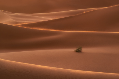 宁夏腾格里光影下的沙尘暴