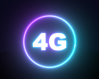 4G蓝色科技空间环形发光线条人工智能背景