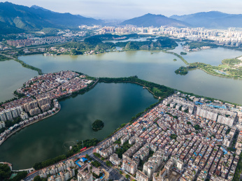 航拍广东省肇庆市星湖风景区