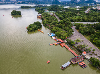 航拍广东省肇庆市星湖风景区