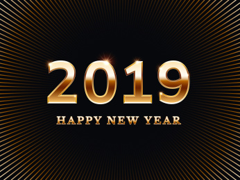 金色金属特效新年快乐贺图