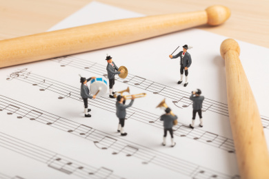 微缩创意音符音乐交响乐演奏表演指挥棒