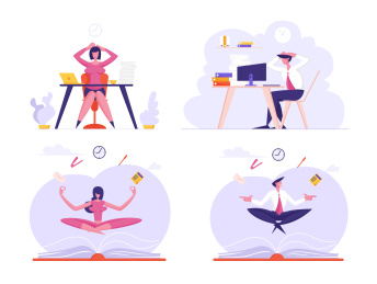 工作负担很重的上班族进行冥想练习