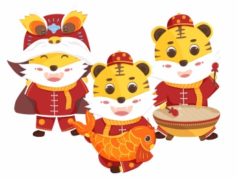 2022虎年小老虎的春节卡通形象系列插画
