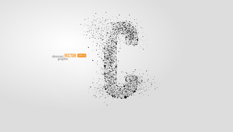 灰色背景上粒子点组合的抽象矢量小写字母c