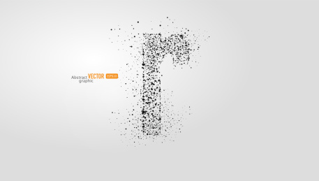 灰色背景上粒子点组合的抽象矢量小写字母r