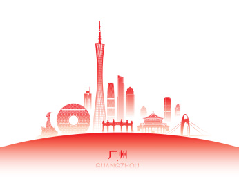 广州城市天际线剪影矢量插画