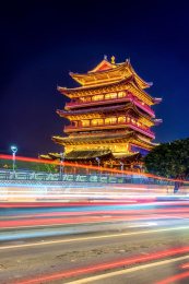 中国广西南宁邕江畅游阁夜景风光