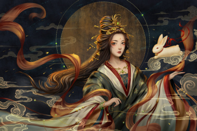 中秋节嫦娥国风插画