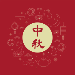 中秋线稿团圆矢量插画