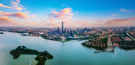 航拍苏州城市建筑全景大画幅