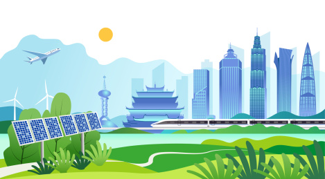 中国浙江温州市城市旅游景观矢量插画