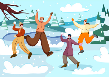 大家一起打雪仗