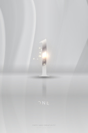 灰色背景银色立体闪光数字1创意设计海报