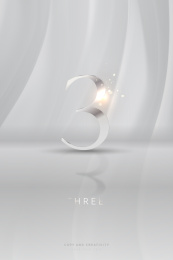 灰色背景银色立体闪光数字3创意设计海报